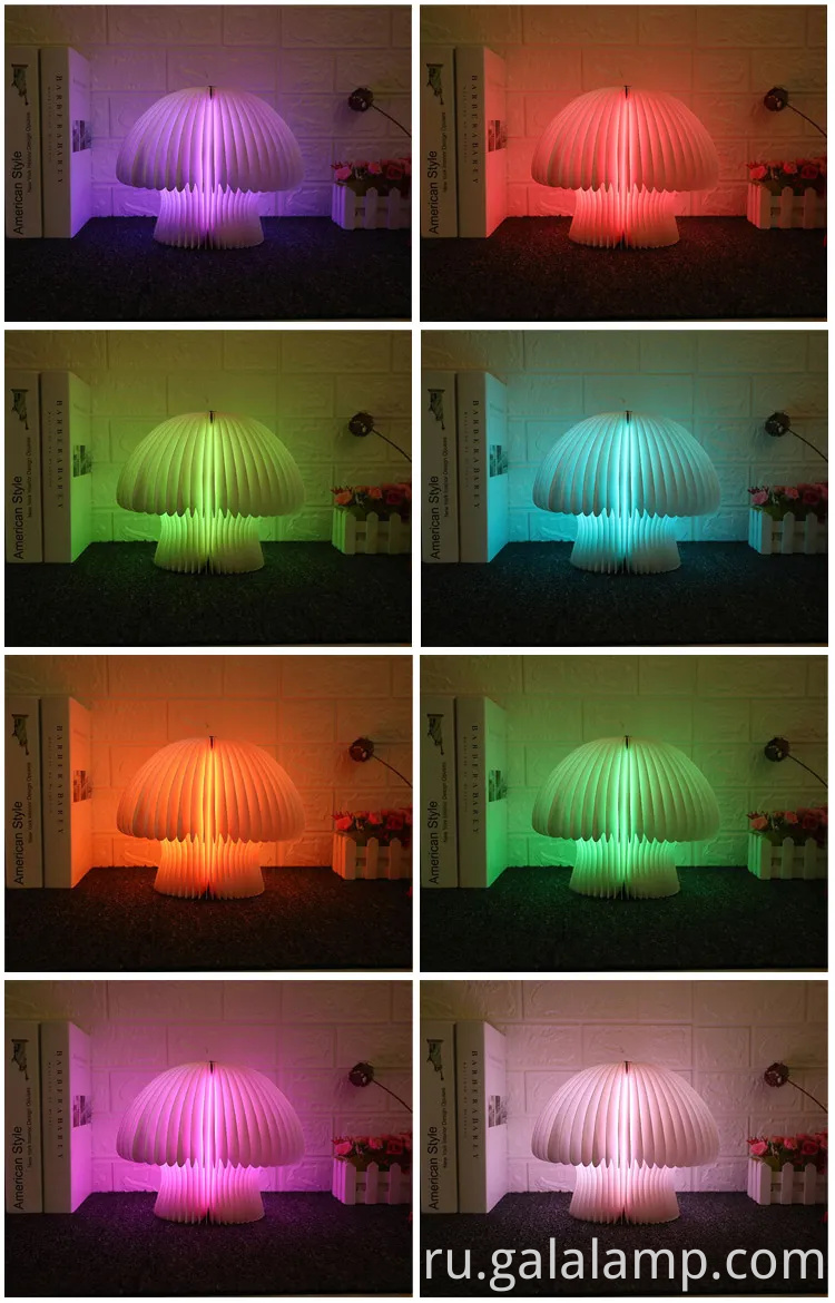 Красочная светодиодная бамбуковая деревянная лампа с грибной дизайном